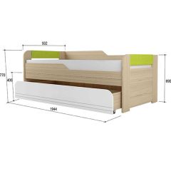 Кровать двухуровневая + подлокотники Стиль № 900.1 NEW (туя светлая/лайм) | фото 2