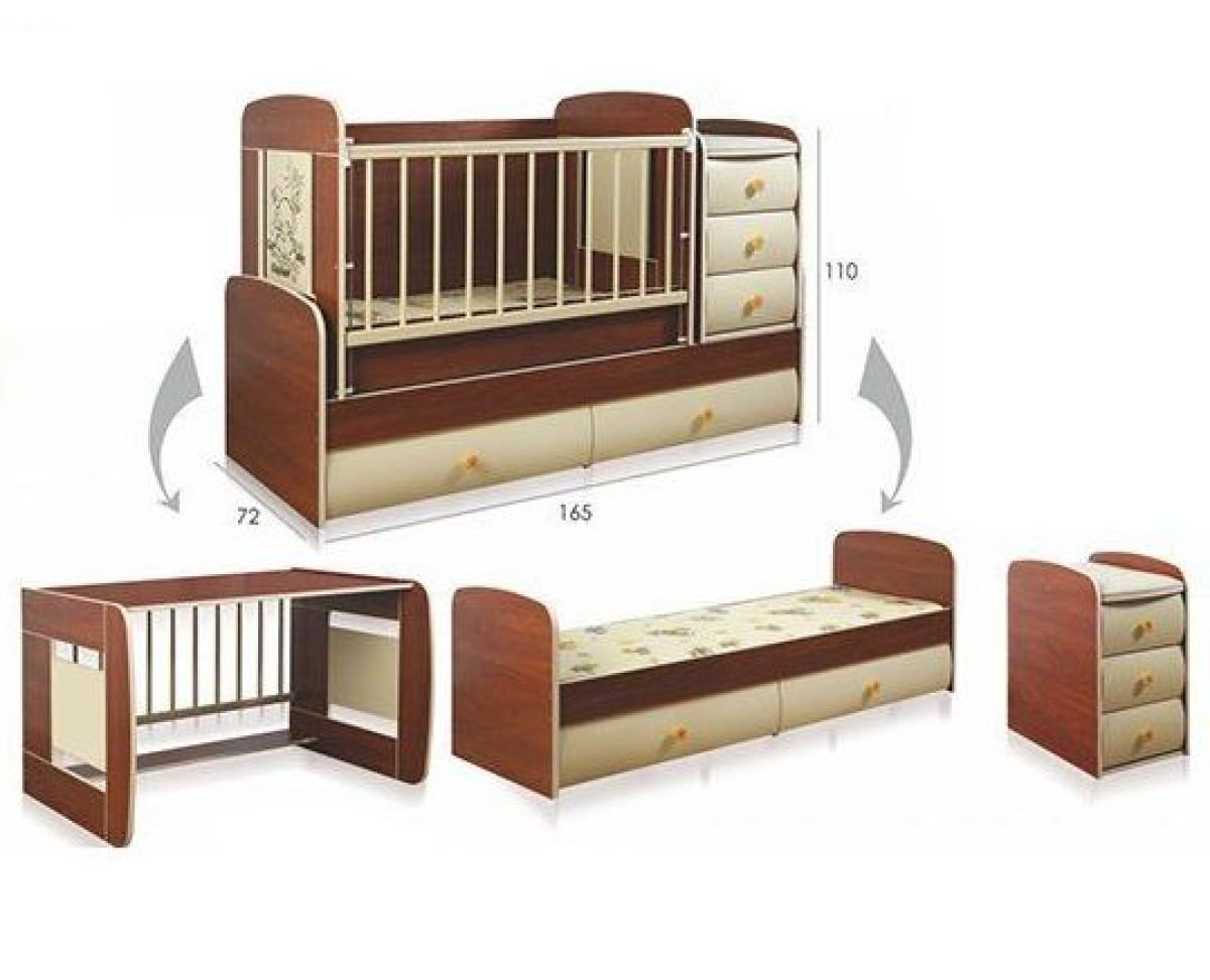размеры детской кроватки трансформер с комодом и пеленальным столиком