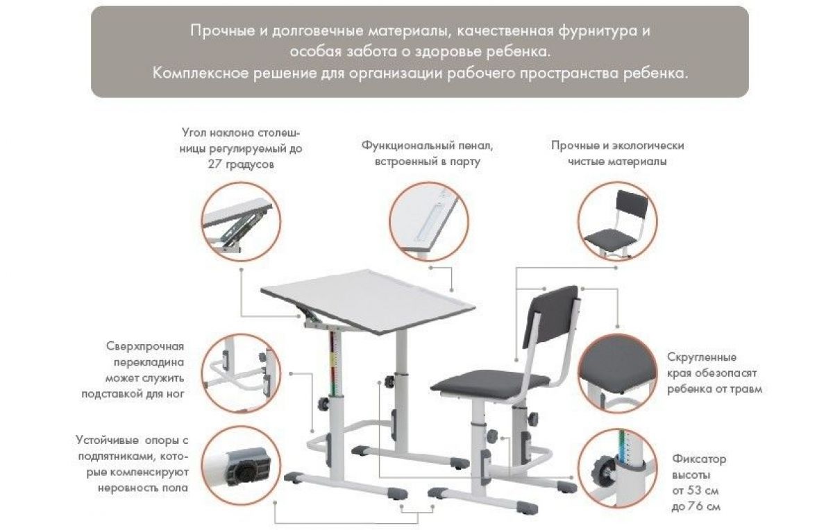 Стул для школьника регулируемый Polini kids City / Polini kids Smart L, белый-макиато | фото 9