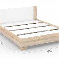 Спальня Аврора Кровать 160 со встроенным основанием под матрас Дуб сонома/Белый | фото 2