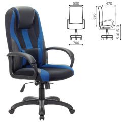 Кресло компьютерное BRABIX PREMIUM "Rapid GM-102" (экокожа/ткань, черное/синее) 532106 | фото 2