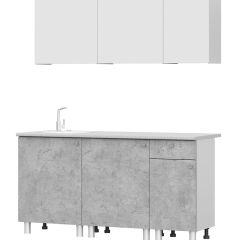Кухонный гарнитур КГ-1 (Белый/Белый/Цемент светлый/Антарес) 1600 | фото 3