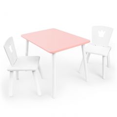 Детский комплект стол и два стула «Корона» Rolti Baby (розовый/белый, массив березы/мдф) | фото 2