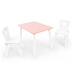 Детский комплект стол и два стула «Корона» Rolti Baby (розовый/белый, массив березы/мдф) | фото 4