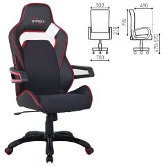 Кресло компьютерное BRABIX Nitro GM-001 (ткань/экокожа) черное, вставки красные (531816) | фото 2