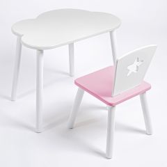 Комплект детский стол ОБЛАЧКО и стул ЗВЕЗДА ROLTI Baby (белая столешница/розовое сиденье/белые ножки) | фото 2