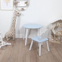 Комплект детский стол КРУГЛЫЙ и стул ОБЛАЧКО ROLTI Baby (голубая столешница/голубое сиденье/белые ножки) | фото 2