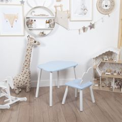 Комплект детский стол ОБЛАЧКО и стул ОБЛАЧКО ROLTI Baby (голубая столешница/голубое сиденье/белые ножки) | фото 2