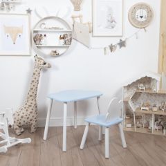 Комплект детский стол ОБЛАЧКО и стул ОБЛАЧКО ROLTI Baby (голубая столешница/голубое сиденье/белые ножки) | фото 4