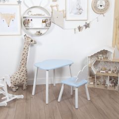 Комплект детский стол ОБЛАЧКО и стул ОБЛАЧКО ROLTI Baby (голубая столешница/голубое сиденье/белые ножки) | фото 7