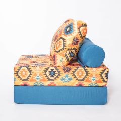 Кресло-кровать-пуф бескаркасное Прайм (мехико желтый-морская волна) | фото 2