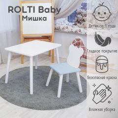 Детский комплект стол и стул «Мишка» Rolti Baby  (голубая столешница/белое сиденье/белые ножки) | фото 2