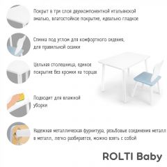 Детский комплект стол и стул «Мишка» Rolti Baby  (голубая столешница/белое сиденье/белые ножки) | фото 4
