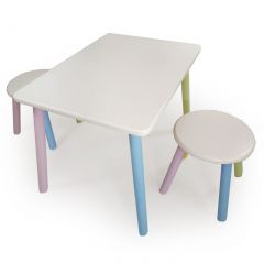 Детский комплект стол и два табурета круглых  (Белый, Белый, Цветной) | фото 2