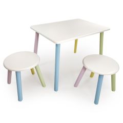 Детский комплект стол и два табурета круглых с накладкой Детский мир (Белый, Белый, Цветной) | фото 3