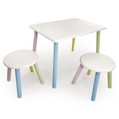 Детский комплект стол и два табурета круглых с накладкой Космос  (Белый, Белый, Цветной) | фото 2