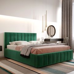 Кровать "Вена" 1400 СТАНДАРТ Вариант 1 Мора зеленый + бельевой ящик с кроватным основанием и подъемным механизмом | фото 2