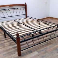 Кровать "Муза 1" КМД10 Черная (1600*2000) (ножки-махагон) с коваными изделиями | фото 2