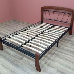 Кровать "Муза 4 Лайт" КМД9 Черная (1600*2000) (ножки-махагон) с коваными изделиями | фото 3