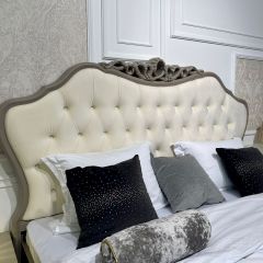 Кровать Мокко 1600 с мягким изголовьем + основание (серый камень) | фото 2