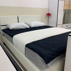 Кровать Палермо 1600 с ПМ 05 Белый гладкий шелк/Черный гладкий шелк | фото 4