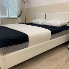 Кровать Палермо 1600 с ПМ 05 Белый гладкий шелк/Черный гладкий шелк | фото 5
