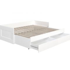 Кровать двухспальная СИРИУС раздвижная с ящиками для хранения, с ортопедическим основанием 90/180х200 белого цвета | фото 2