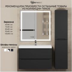 Тумба под раковину Uperwood Tanos 60 см, подвесная, черная матовая | фото 12