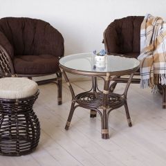 Комплект Багама дуэт, подушки коричневые полные твил (Орех матовый) стол круглый | фото 2