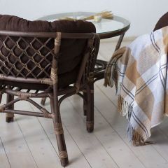 Комплект Багама дуэт, подушки коричневые полные твил (Орех матовый) стол круглый | фото 3