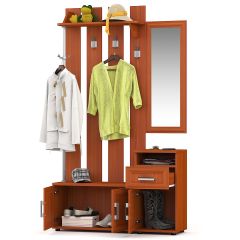 Прихожая С-МД-П1, цвет вишня, ШхГхВ 120х35х210 см. вешалка П1 с тумбой+зеркало к вешалке П1+тумба к вешалке П1 | фото 3