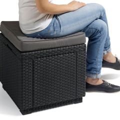 Пуфик Куб с подушкой (Cube with cushion) коричневый - серо-бежевый* | фото 3
