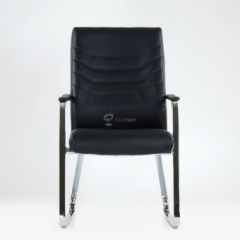 Кресло Barneo K-25 для посетителей и переговорных (хром, черная экокожа) | фото 2