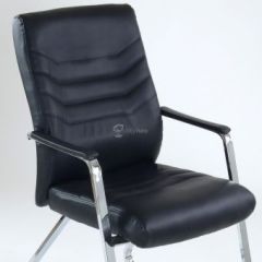 Кресло Barneo K-25 для посетителей и переговорных (хром, черная экокожа) | фото 4