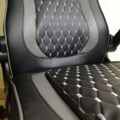 Кресло геймерское Barneo K-37 (черная кожа серые вставки) | фото 2